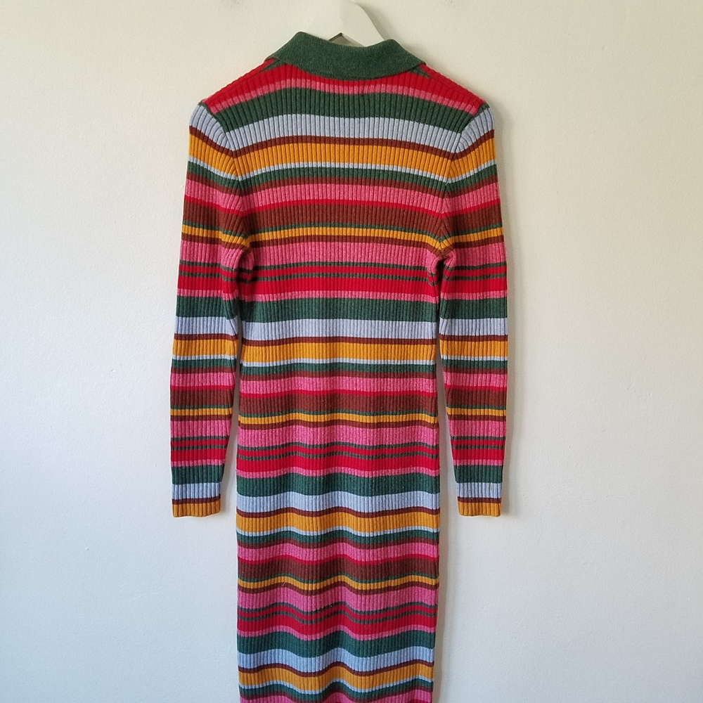 Rachel Antonoff Polo Rib Knit Sweater Dress In Multi Color Striped Size Small - Picture 8 of 10